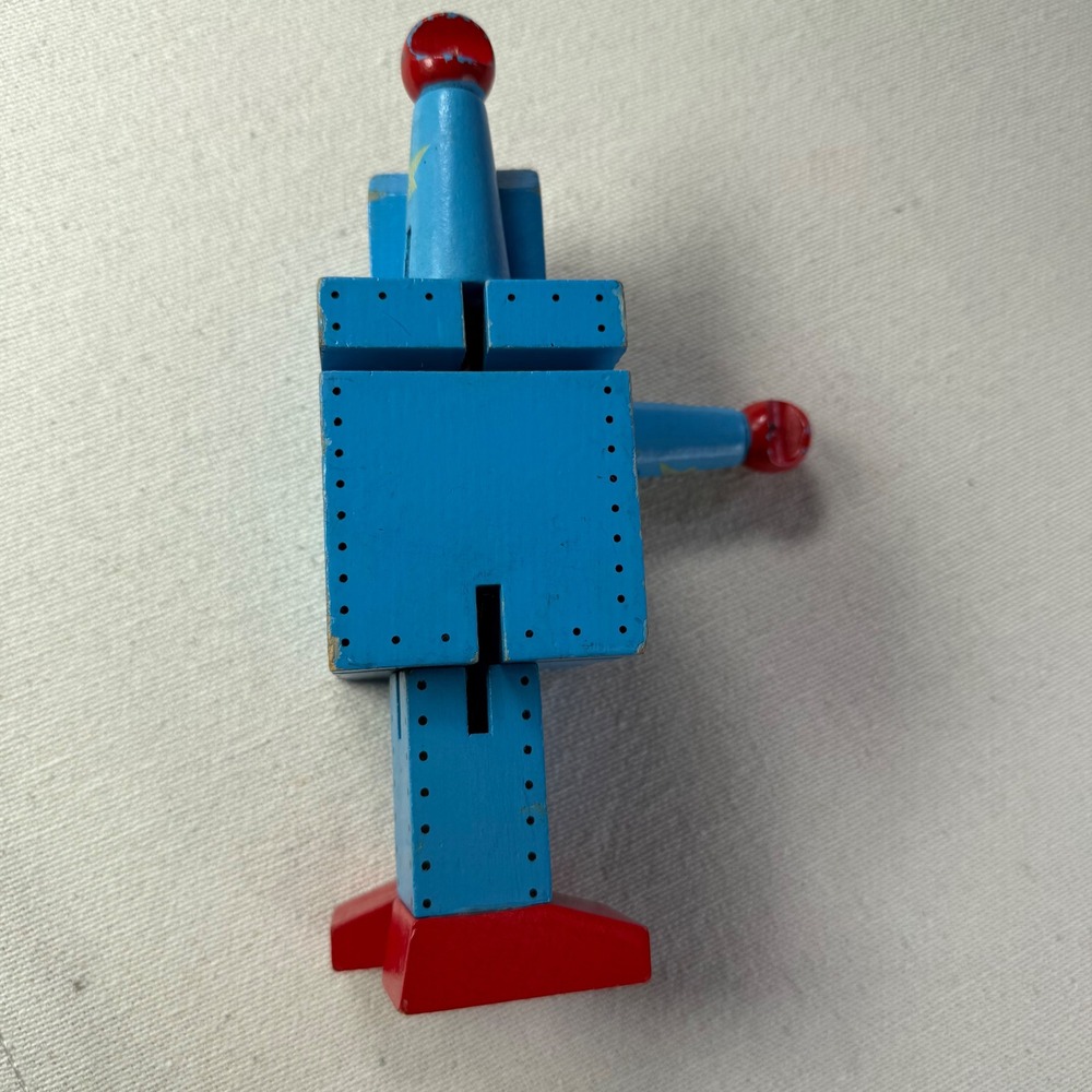 Original Toy Company Wooden Robot Blue Red Poseable Retro Toy GT304 2013 - Picture 12 of 12